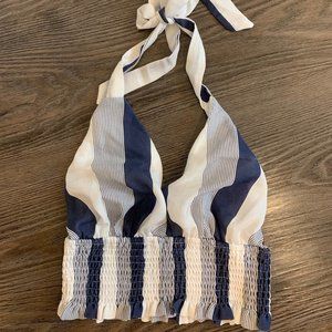White and Navy Stripped Top